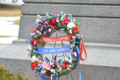 Wreath at base of General Reynolds Monument in National Cemetery